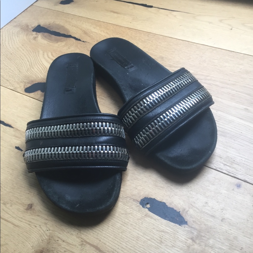 ALL SAINTS Kenya leather zipper slip on sandal